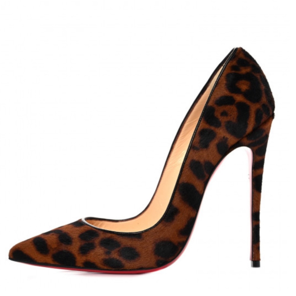Christian Louboutin So Kate 120mm Pony Hair Leopard Black Size 38.5